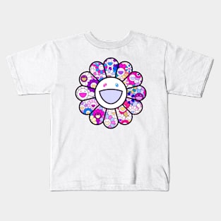 HAPPY SMILING FLOWER (pinks + purples) Kids T-Shirt